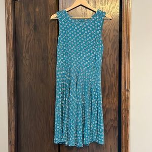 Loft sleeveless dress, teal pattern, size large